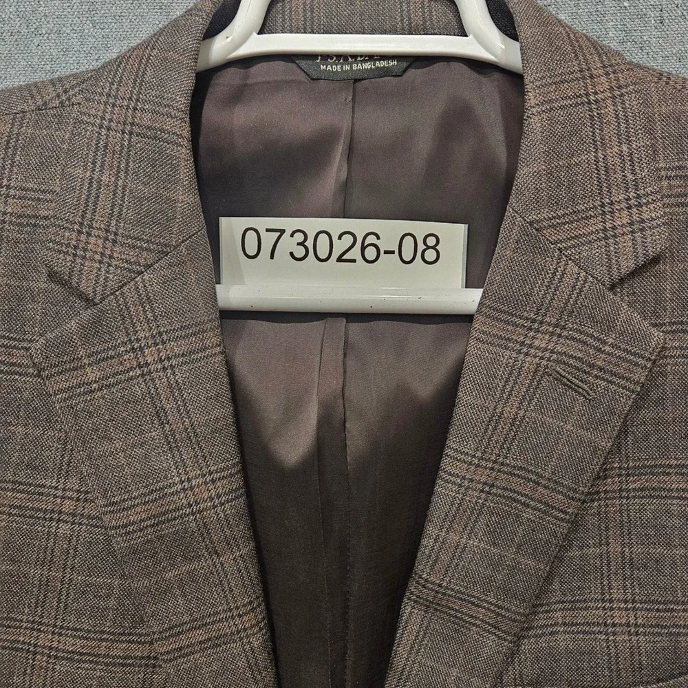 Jos. A. Bank Traveler Collection Brown Plaid Blazer Mens Two Button Sport Coat